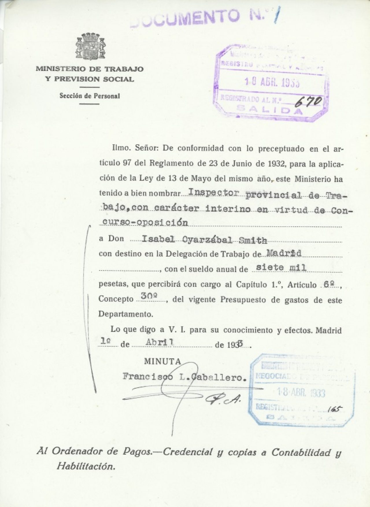 Nombramiento firmado